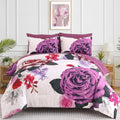 Drucon Purple Floral Comforter Queen Size 7-Piece Bedding Set