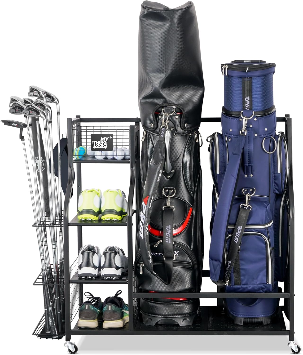 Mythinglogic Golf Bag Rack - Organize Your Golf Gear!