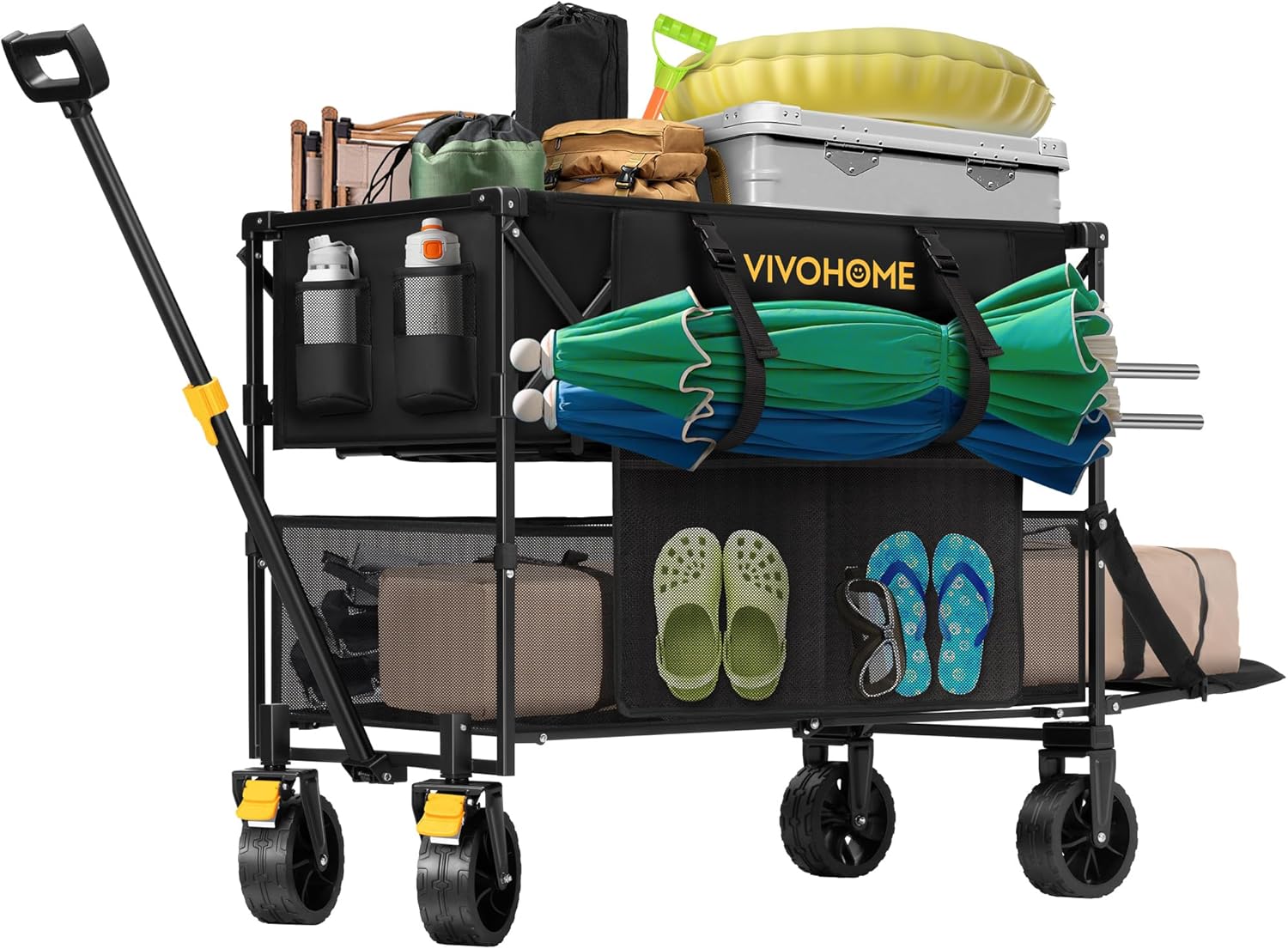 VIVOHOME 400L Double Decker Collapsible Wagon for Heavy Duty Use
