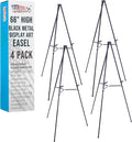 66 in Black Metal Display Art Easel 4-Pack - Adjustable, Portable