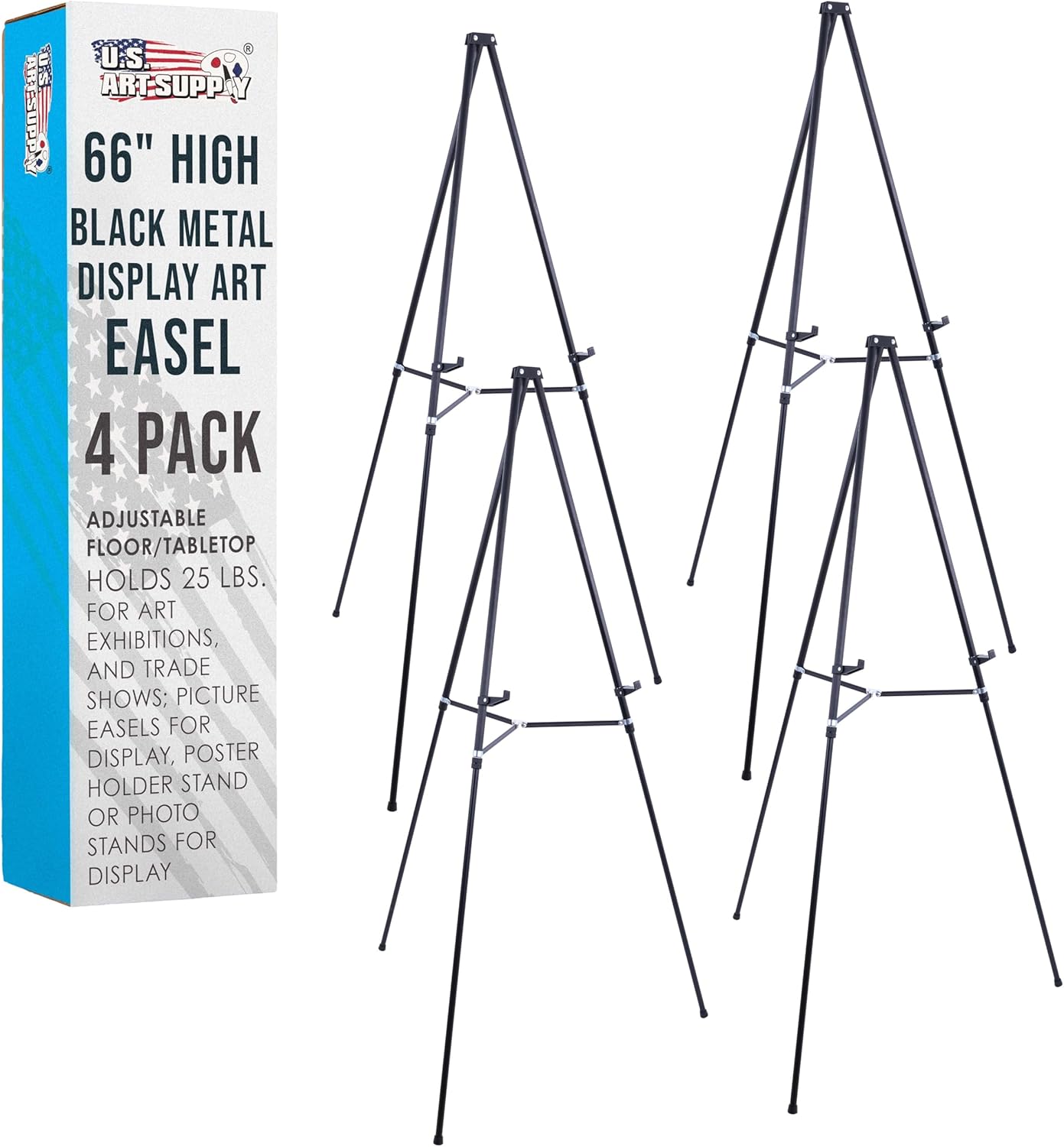 66 Inch High Black Metal Display Art Easel for Versatile Use