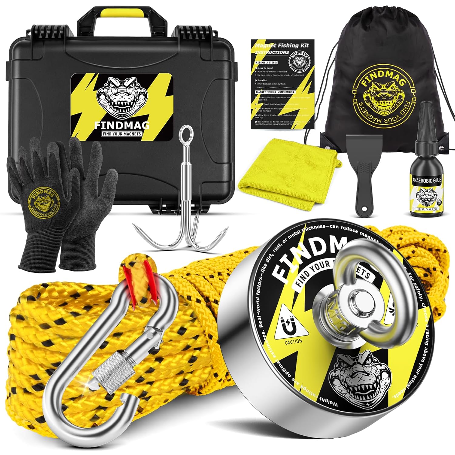 FINDMAG Magnet Fishing Kit with 1000 lbs Pulling Power
