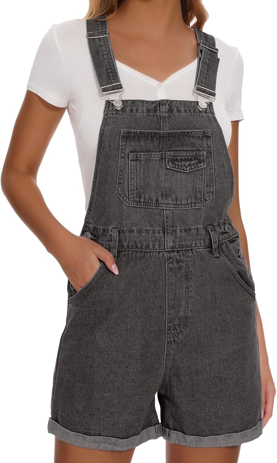 Women's Denim Shortalls with Adjustable Straps for Summer Fun