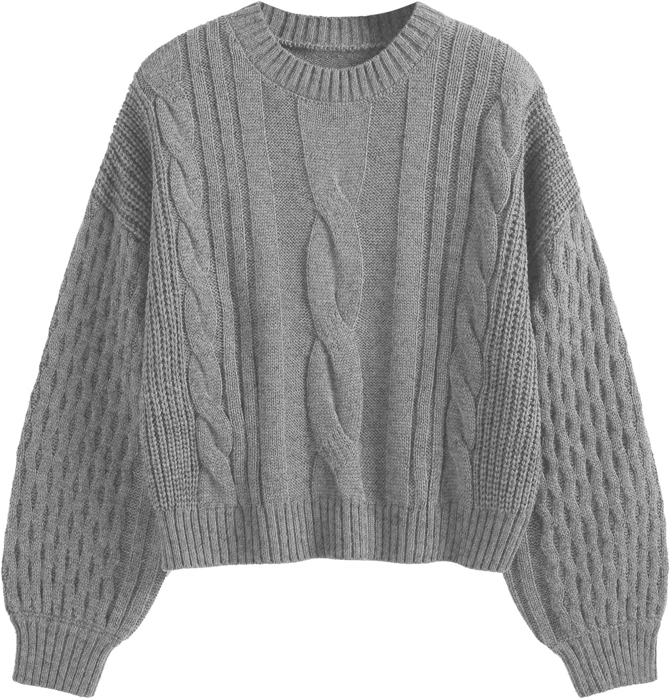 ZAFUL Women's Solid Knit Cable Sweater for Cozy Style