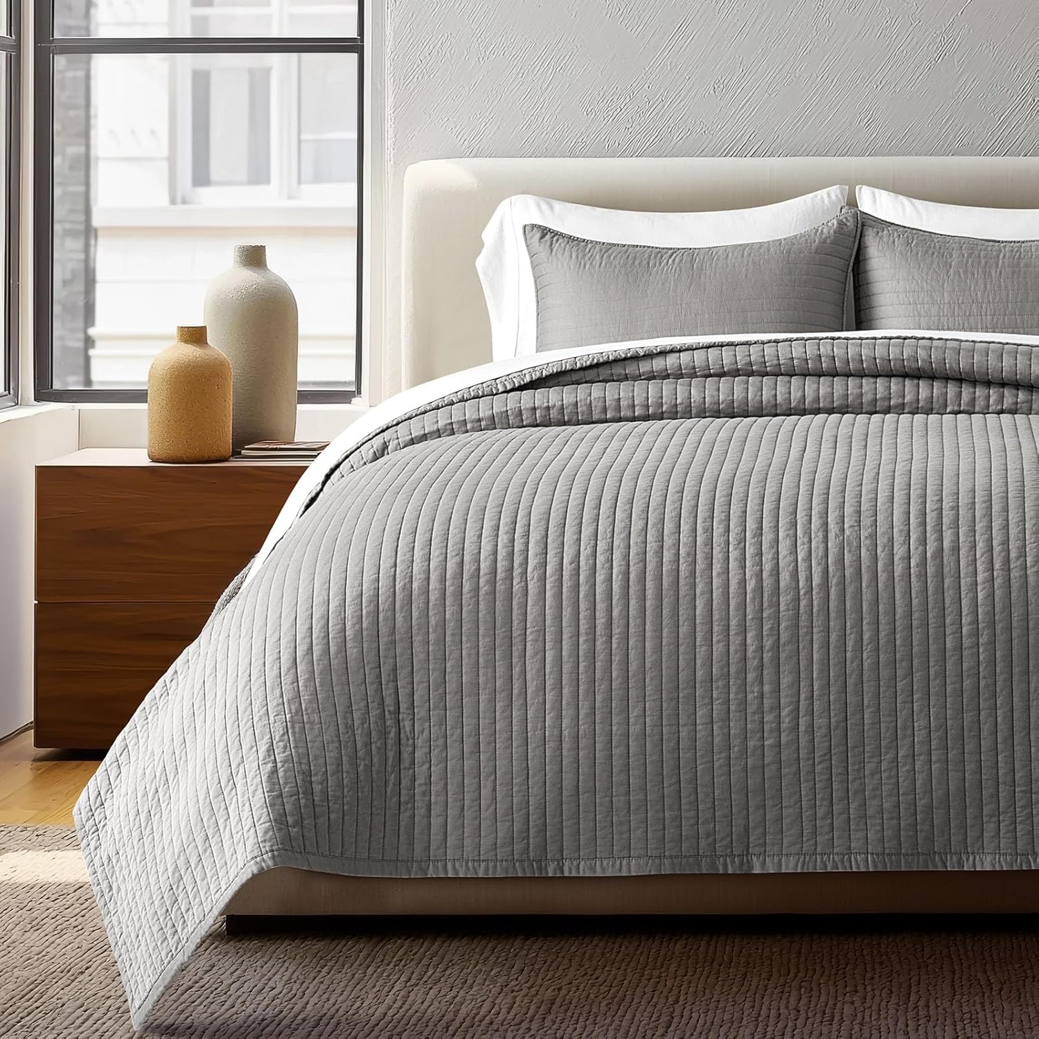 EVERGRACEHOME Cotton Sateen Quilt Set King Size for All Seasons