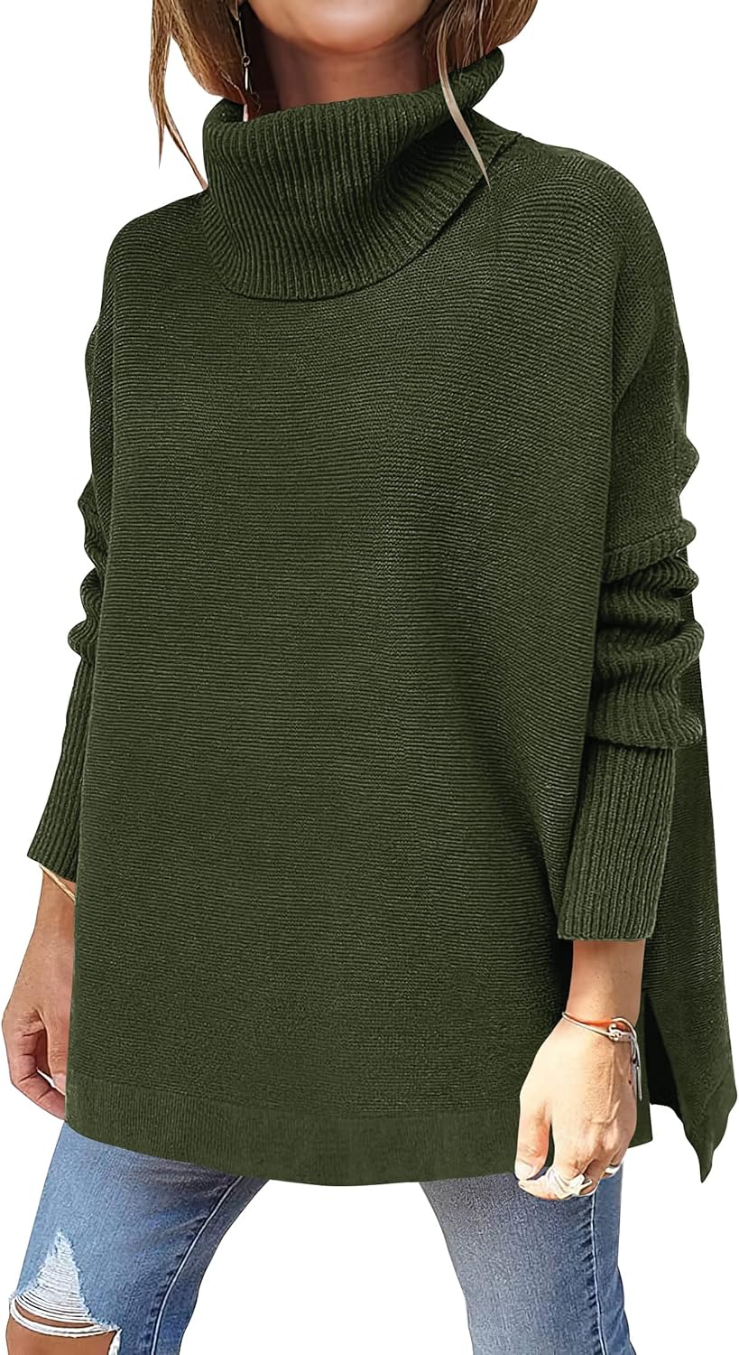 Oversized Turtleneck Batwing Sleeve Sweater for Women