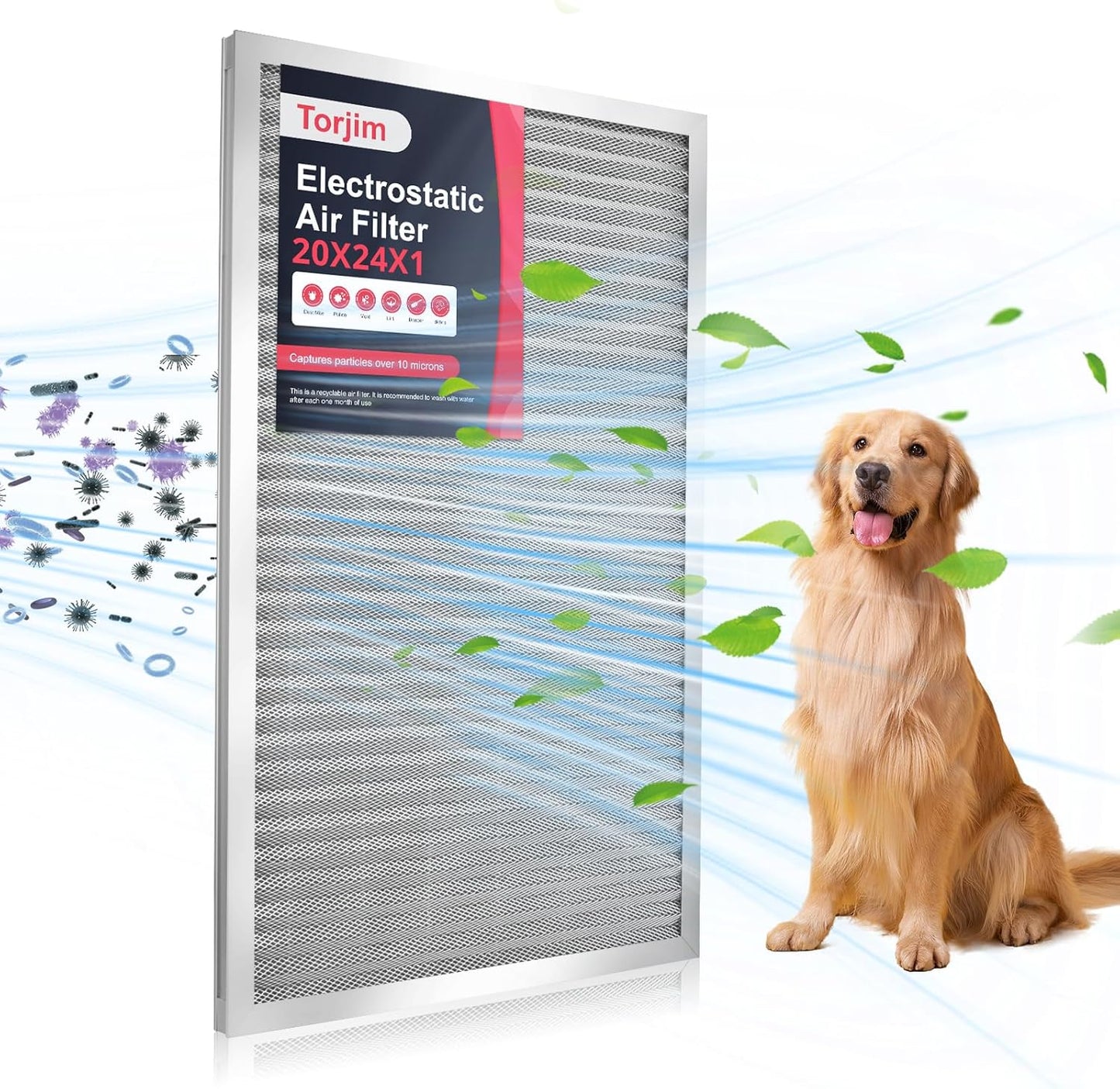 Torjim 20x24x1 Air Filter - Washable & Reusable for Fresh Air