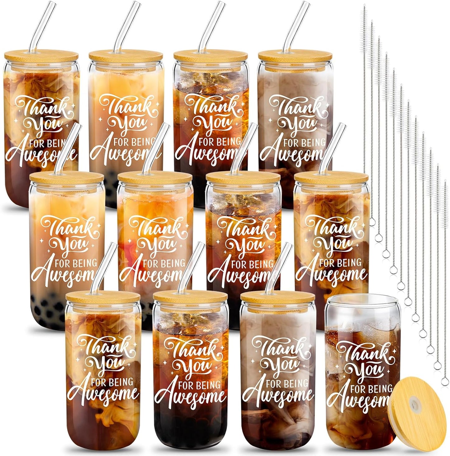 12 Set Employee Appreciation Gifts with Can Shaped Glass Cups