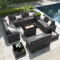 LayinSun 13 Piece Outdoor Patio Furniture Set with 44ft Fire Table