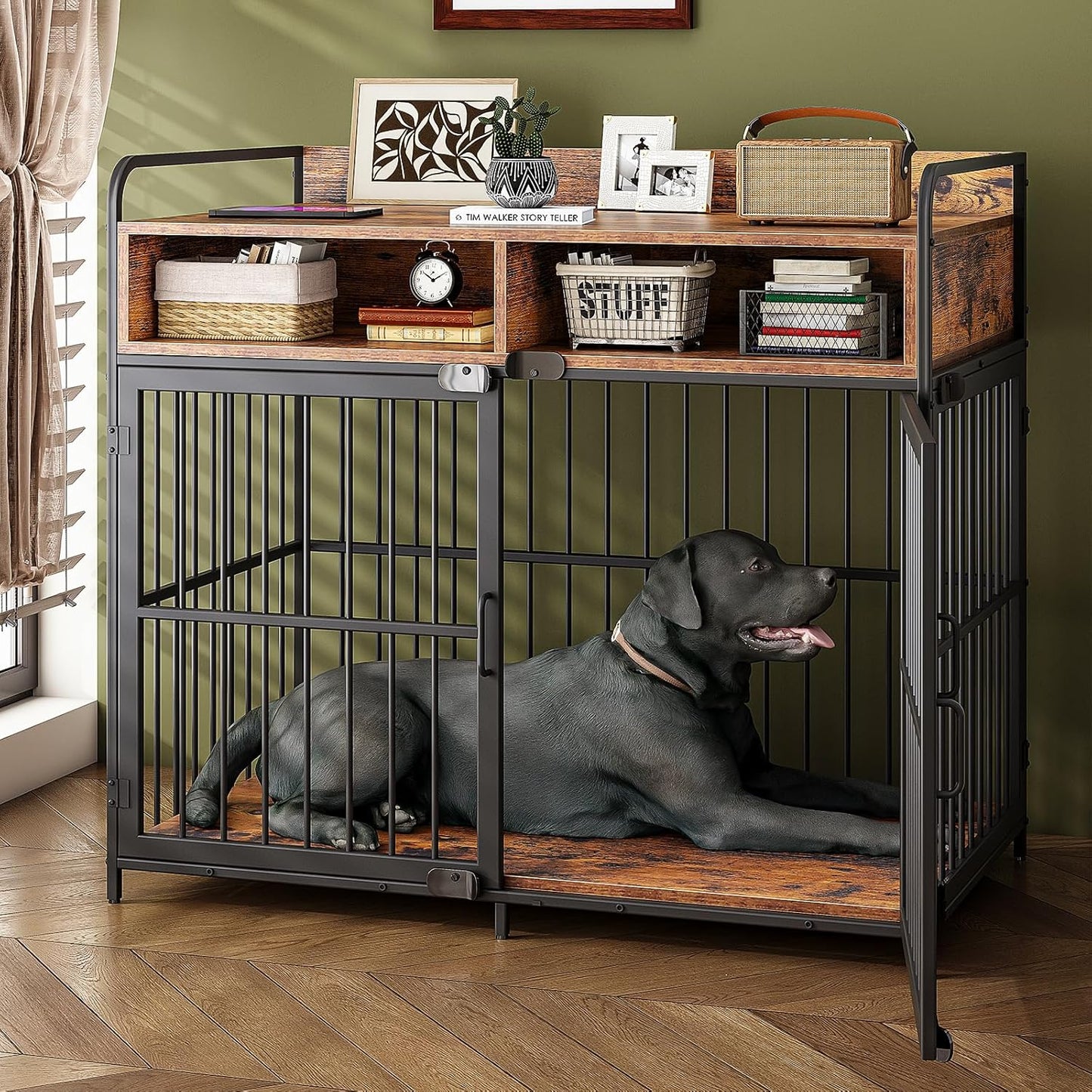 Large Furniture Dog Crate with Storage for Stylish Homes