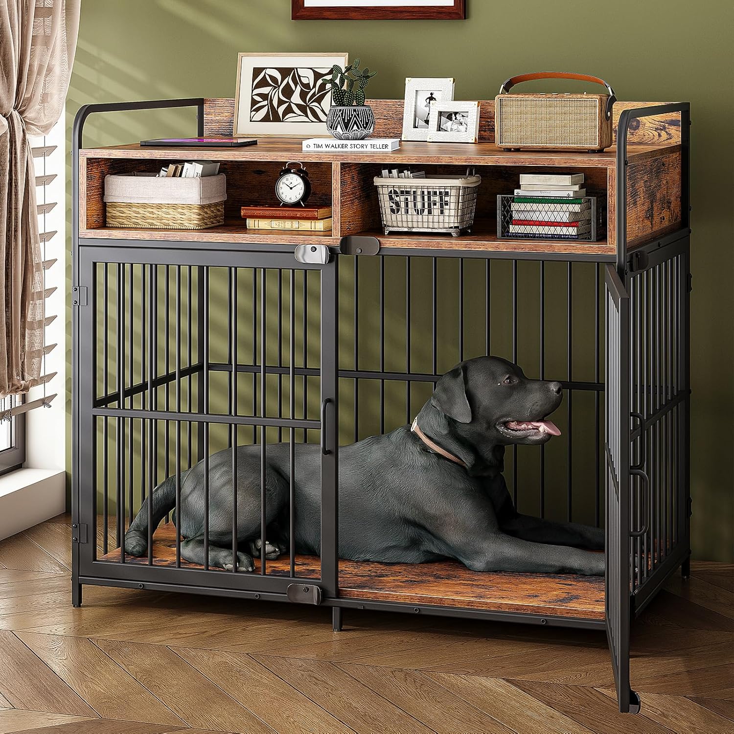 Large Furniture Dog Crate with Storage for Stylish Homes