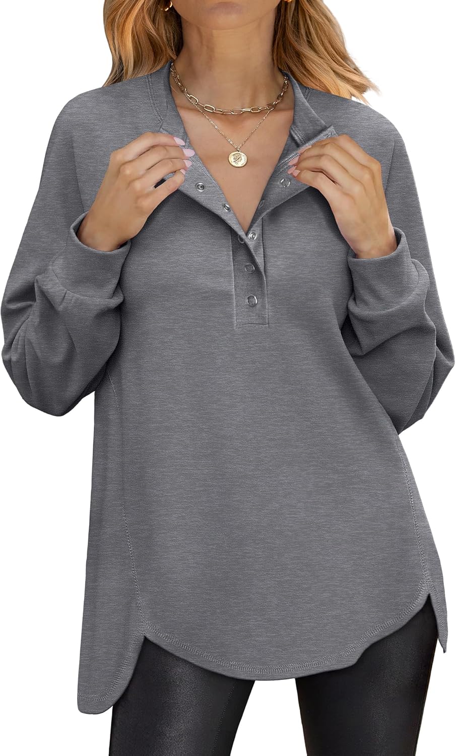 ANRABESS Women's Long Sleeve Henley Tops for Casual Style