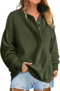 Oversized Henley Sweatshirt Womens Loose Fit Long Sleeve - Fall Cozy