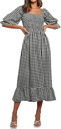 ZESICA Women's Summer Casual Plaid Midi Dress for Every Occasion