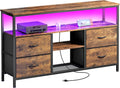 Huuger 47 Inch TV Stand with LED Lights and Power Outlets