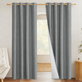 100% Blackout Linen Curtains Dove Grey W52, 95in Length - Room