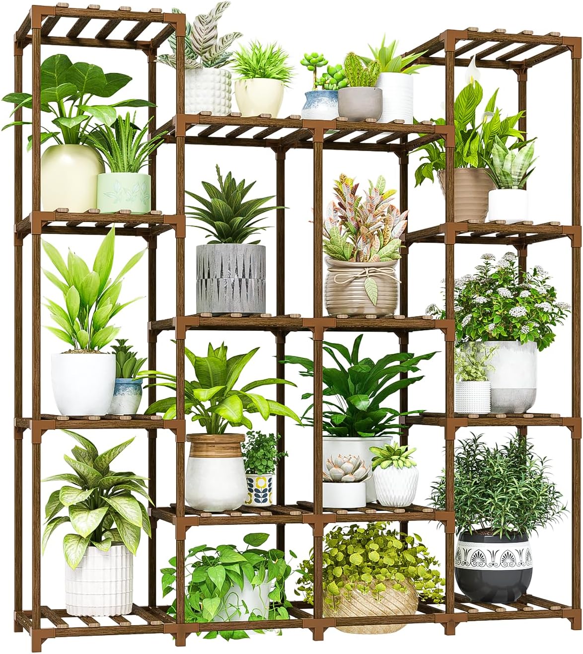 Bamworld Plant Shelf Indoor Large Capacity Flower Stand for Home