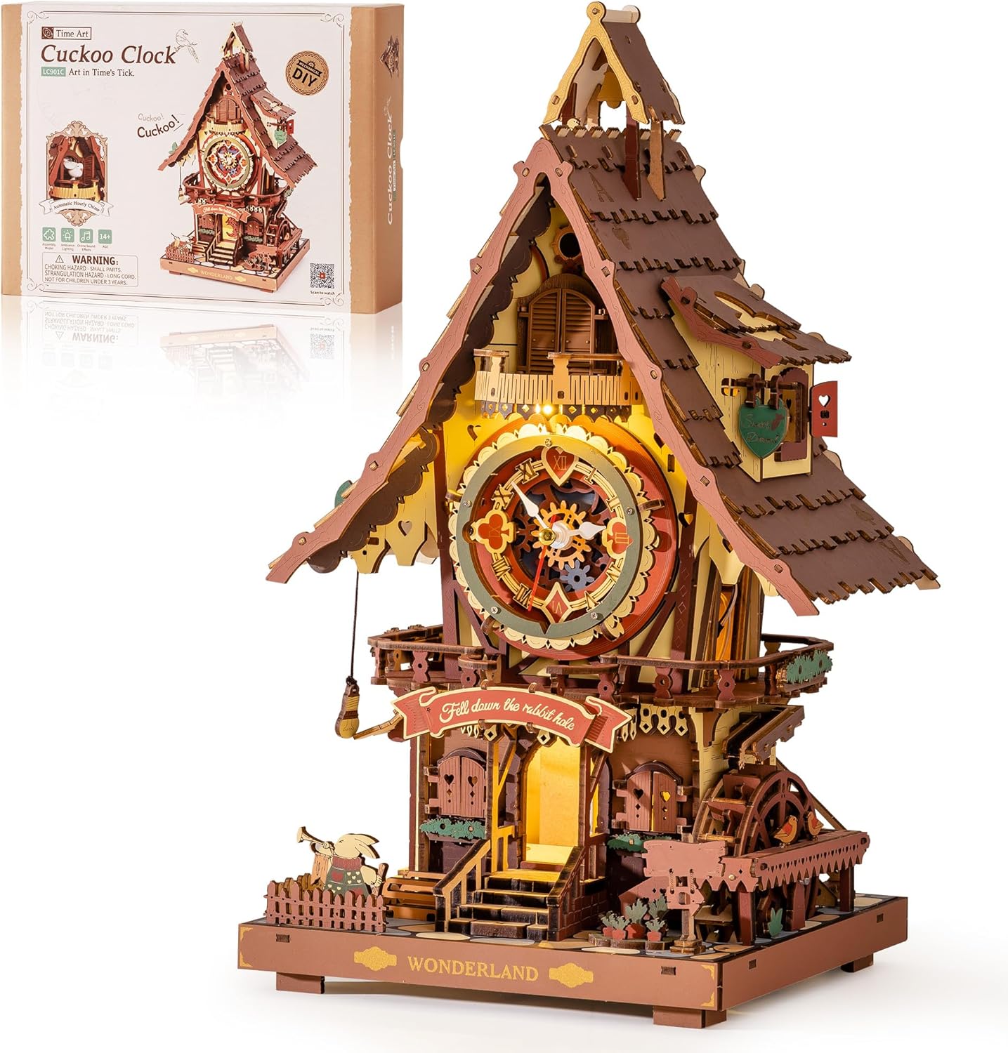 ROBOTIME Cuckoo Clock 3D Wooden Puzzle for Adults to Build