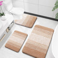 OLANLY Bathroom Rugs Set 3 Piece - Plush Microfiber Bath Mats (Beige)