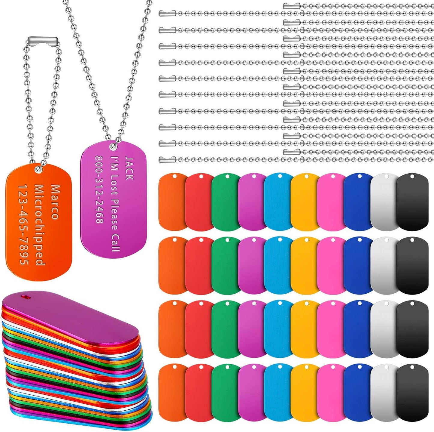 Yinkin 200 Pcs Military Dog Tags Set for DIY Crafting Fun