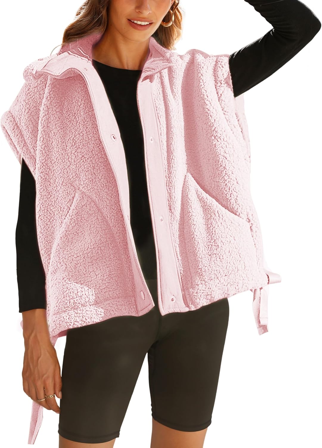 Athlisan Womens Fleece Vest Casual Sleeveless Sherpa Jacket
