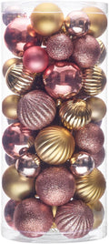 50ct Pink and Gold Shatterproof Christmas Balls - Ready-to-Hang Set