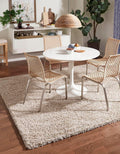 Unique Loom Solid Shag Area Rug 3 ft 3 in Square, Taupe - Plush