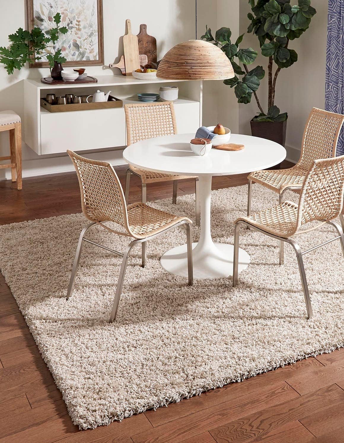Unique Loom Solid Shag Collection Area Rug in Taupe - 3ft 3in Square