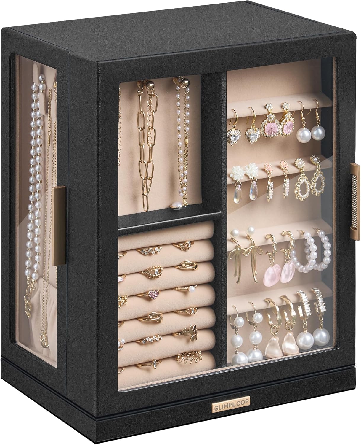 360 Rotating Jewelry Box with 5 Drawers for Elegant Storage
