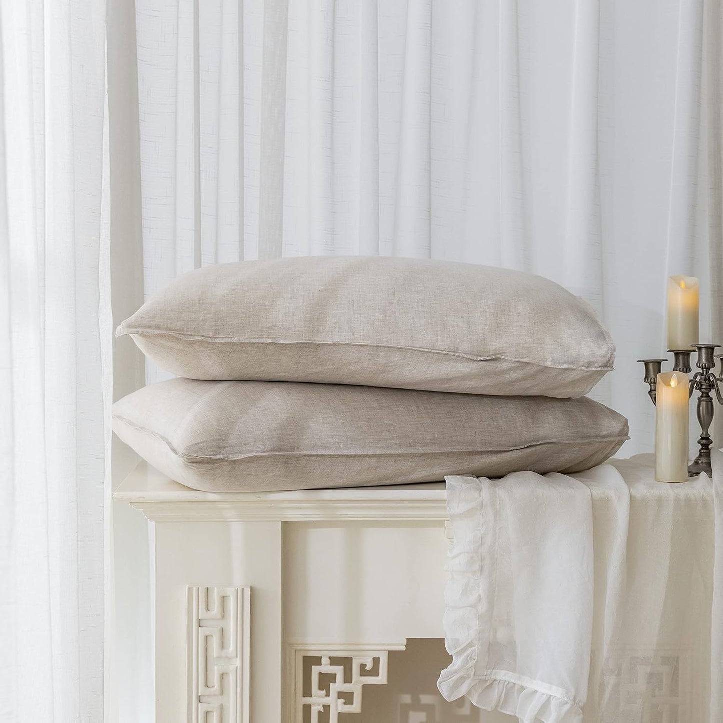 EVERLY 100% Linen Pillowcases Set of 2 for Luxurious Sleep