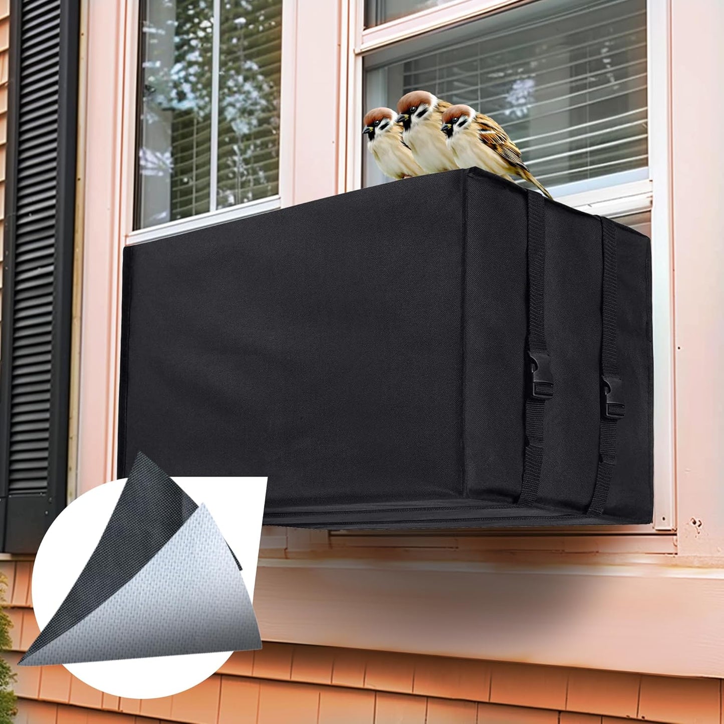 Black S Size Window AC Cover: Winterproof for Outdoor AC