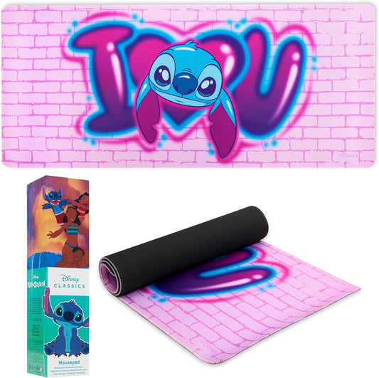 Large Disney Stitch Desk Mat: Baby Yoda Protector (Pink)