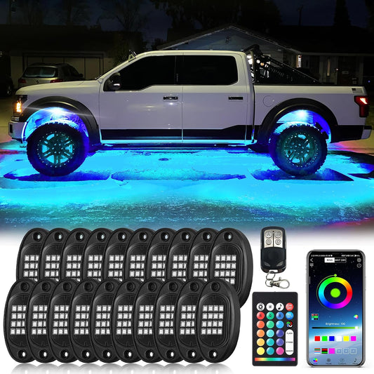 20Pods RGB LED Rock Lights Kit for Trucks and Offroad Vehicles