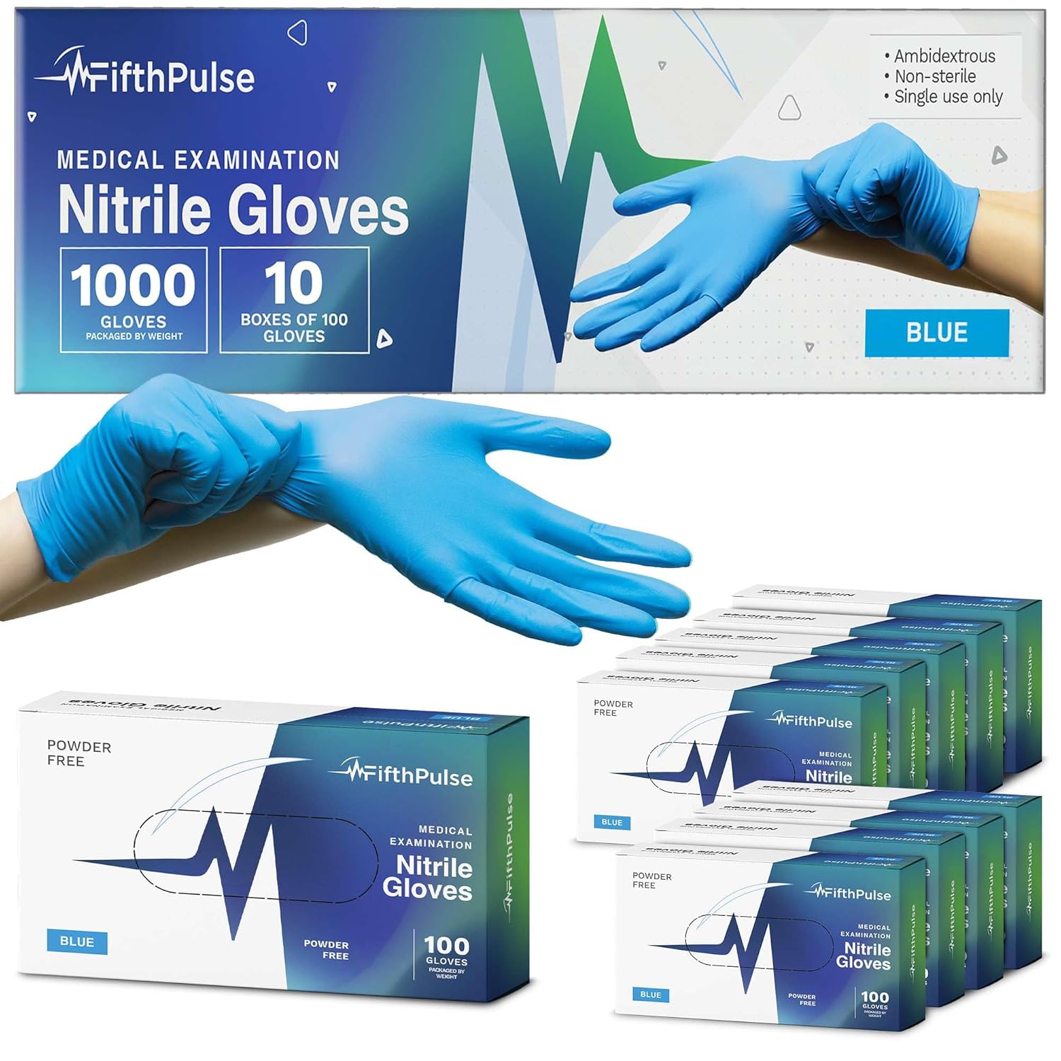 Medical Exam Blue Nitrile Gloves - 1000 Count for Professionals