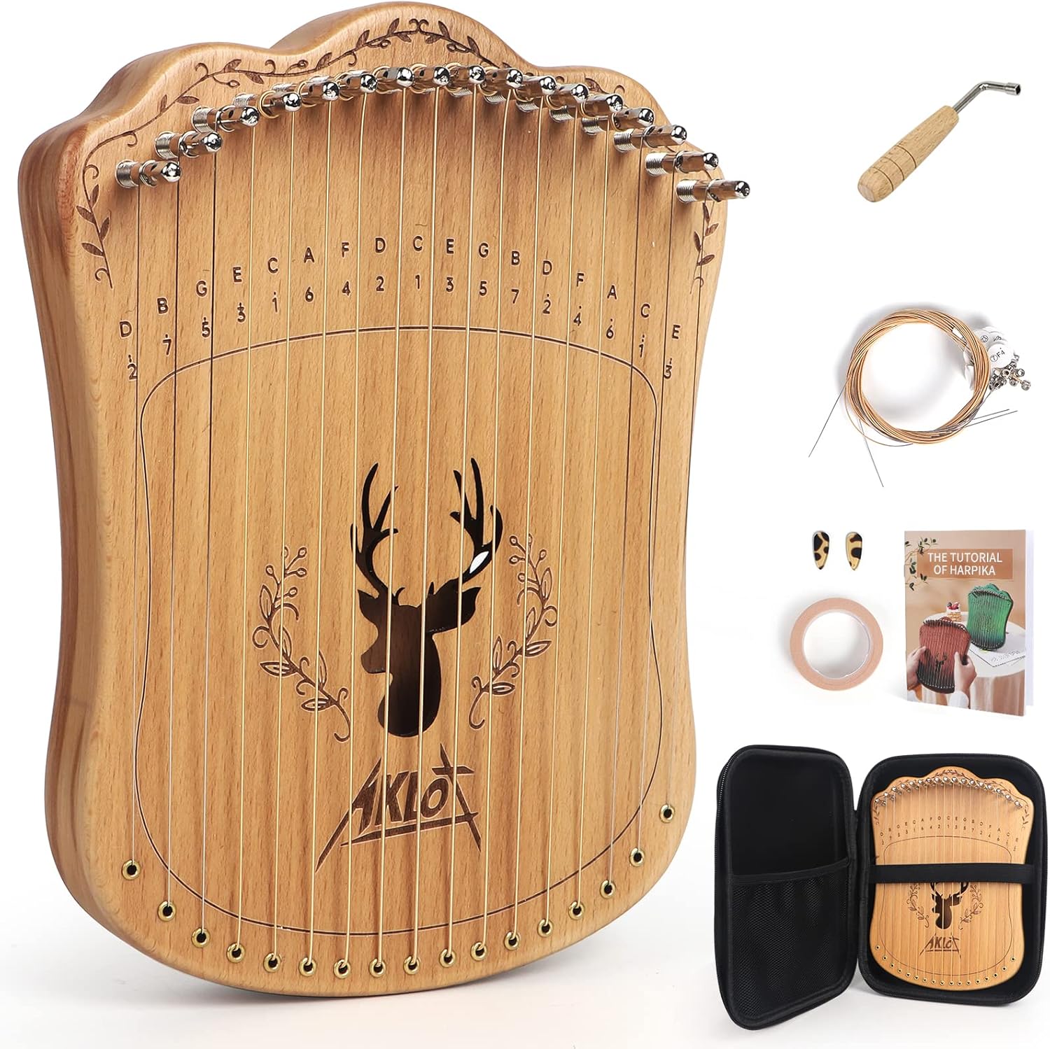 AKLOT 17 String Lyre Harp - Perfect for Beginners and Gifts