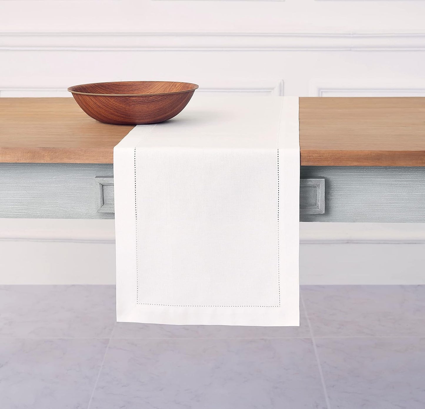 Solino Home White Table Runner 144 Inches Long for Summer Decor