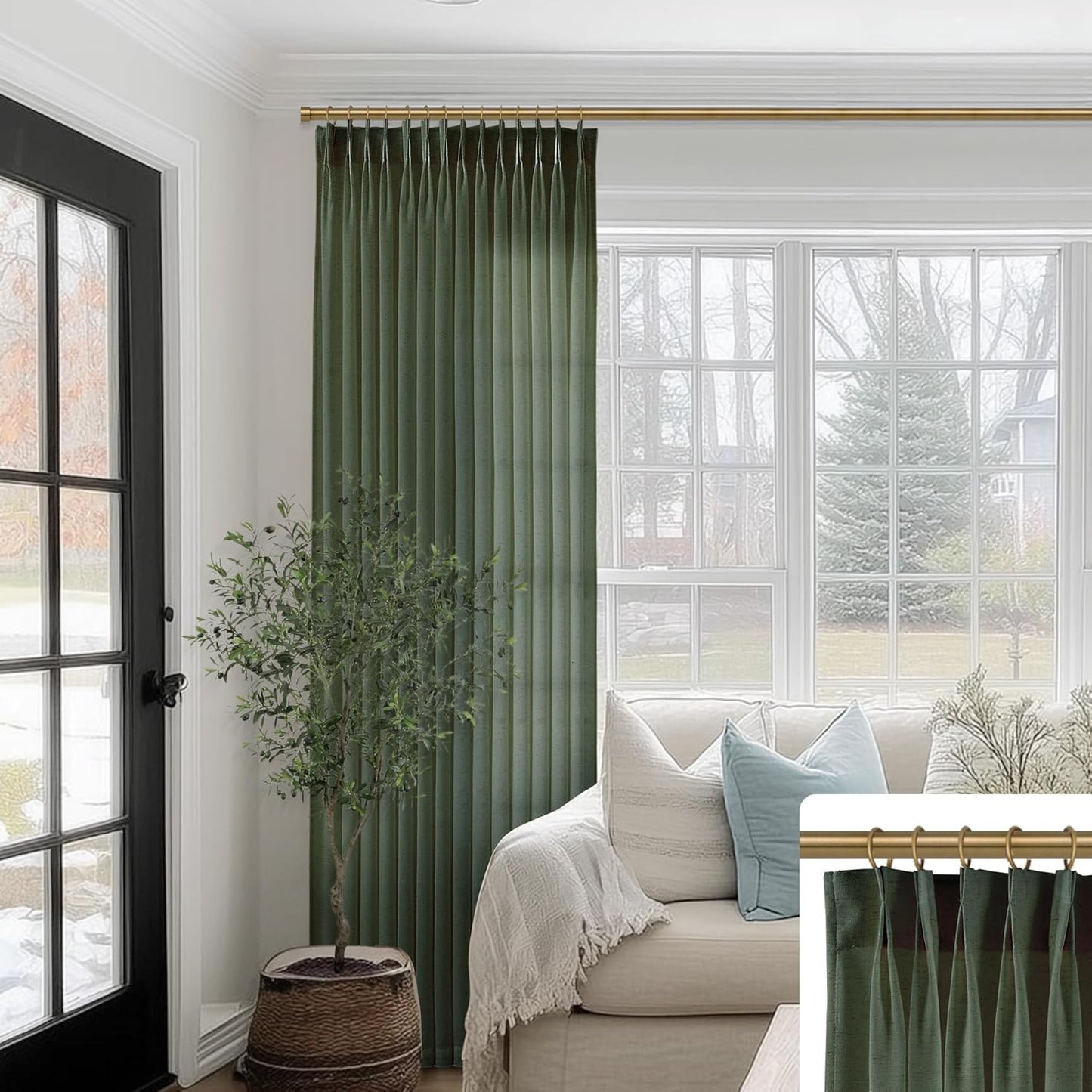 90 Inch Long Olive Green Boho Curtains for Elegant Spaces