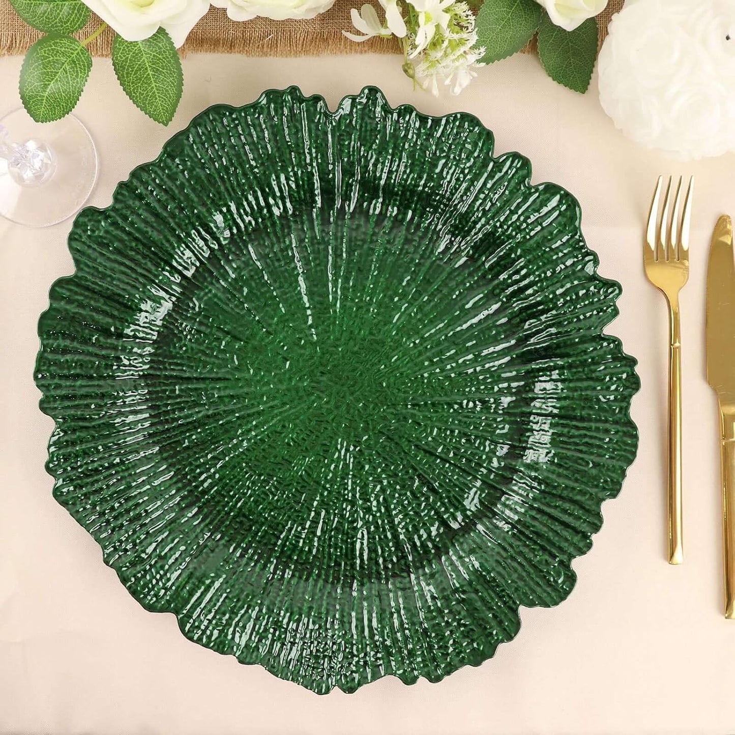 13in Hunter Green Charger Plates Set of 12 for Elegant Events