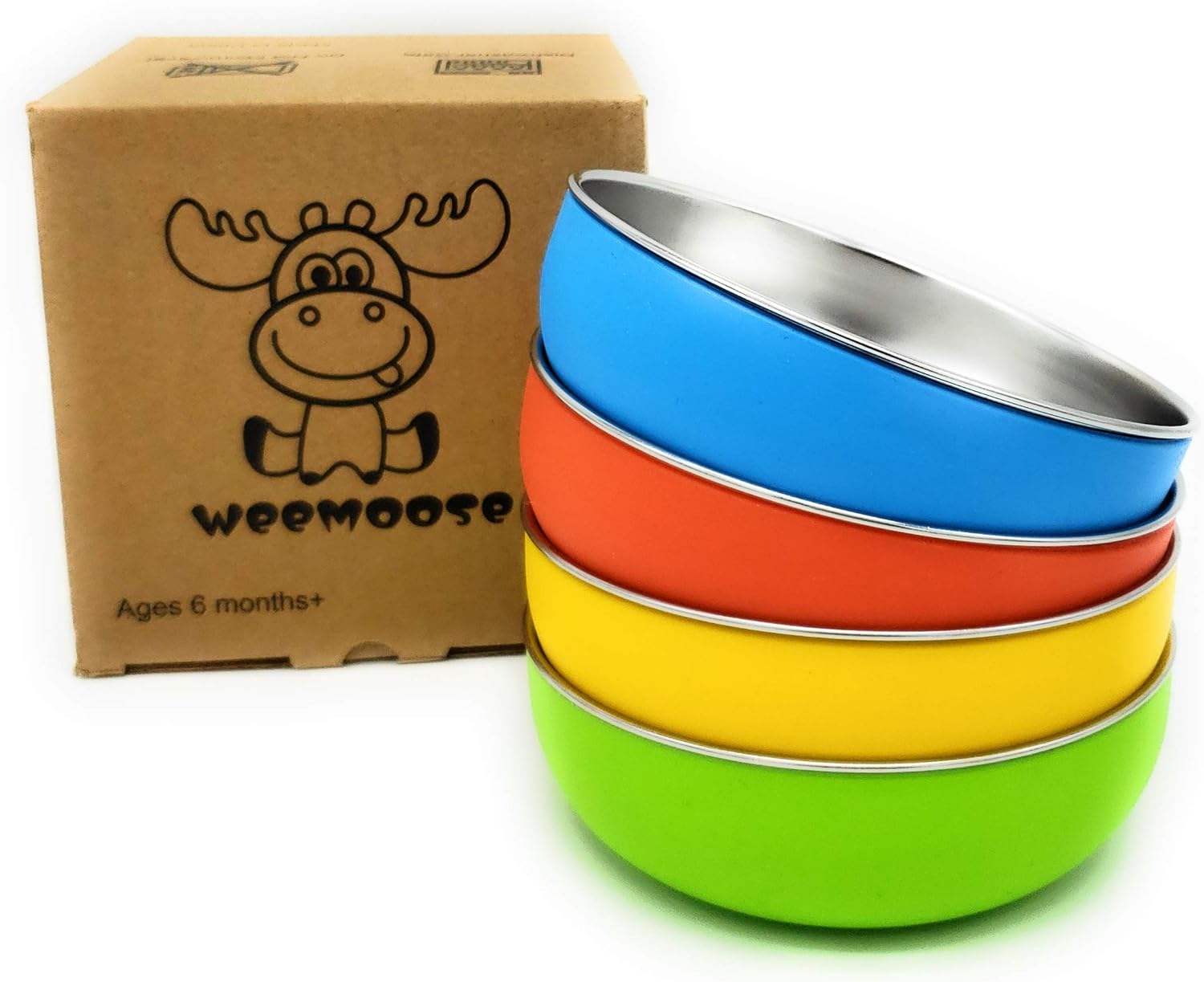 Premium 304 Stainless Steel Baby Bowls with Silicone Shells