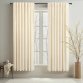 Cream Beige Velvet Room Darkening Curtains 63 in Panels - Elegant