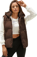 Tanming Black Puffer Vest Women Zip Up Lightweight Sleeveless Winter