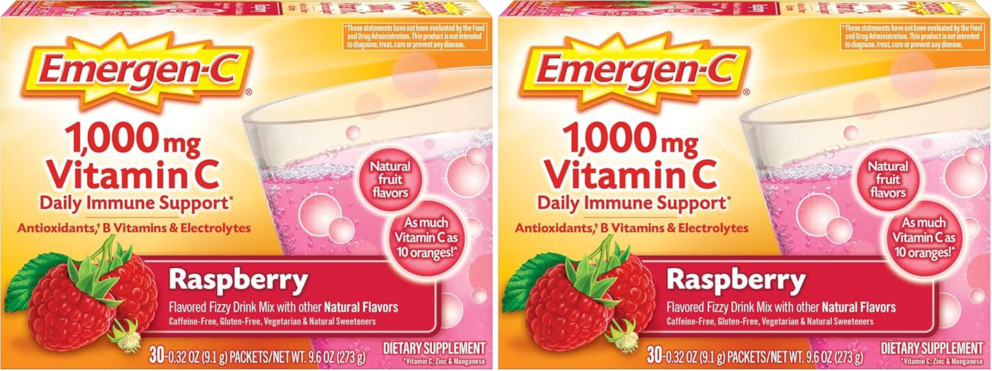 Emergen-C Raspberry Flavor Fizzy Drink Mix with Vitamin C