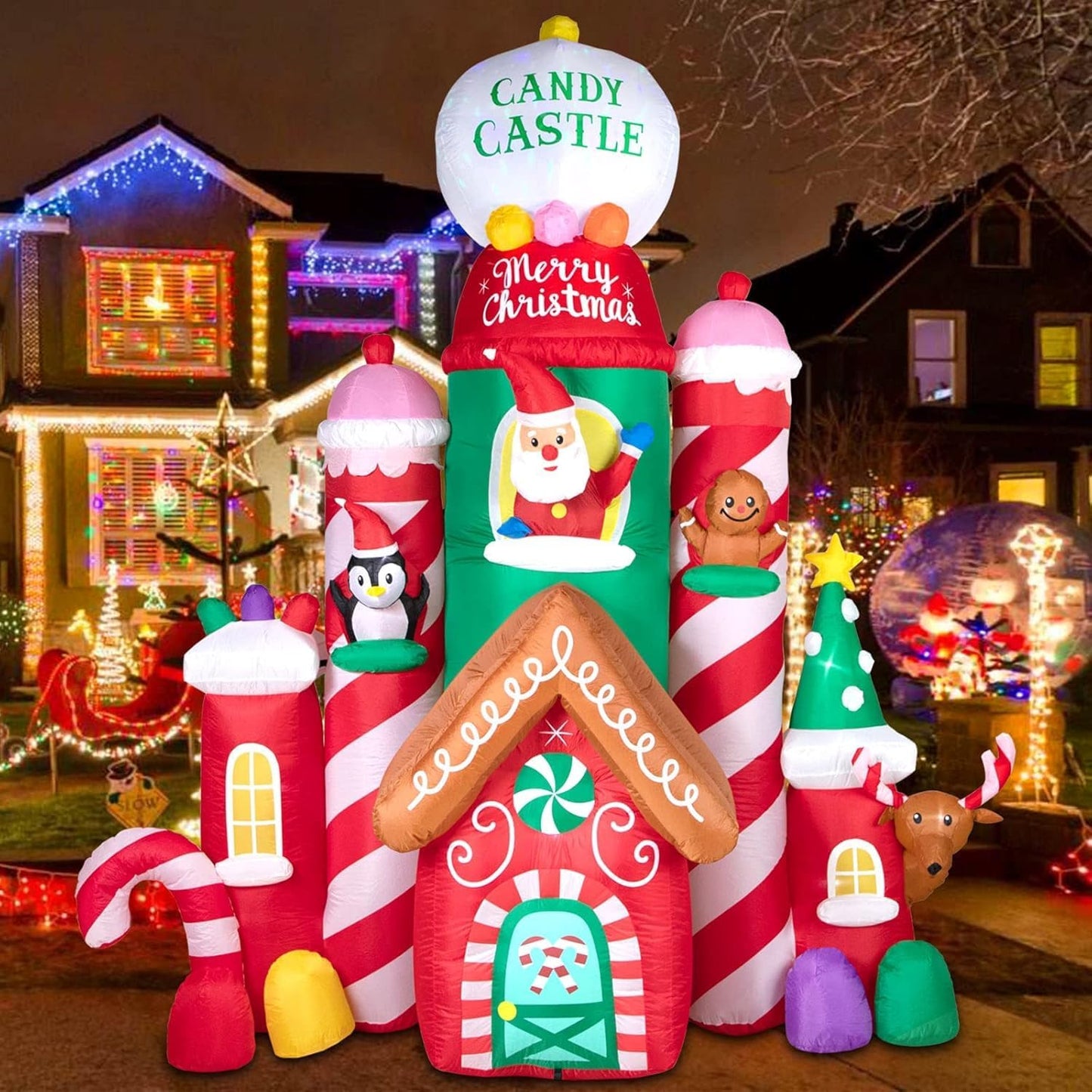 10FT Christmas Castle Inflatable for Festive Holiday Decor