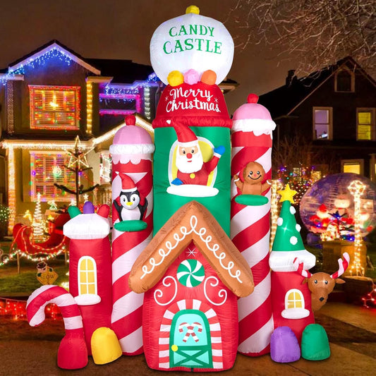 10FT Christmas Castle Inflatable for Festive Holiday Decor