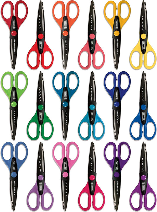 18-Piece Decorative Edge Craft Scissors - Multi-Colored Designs