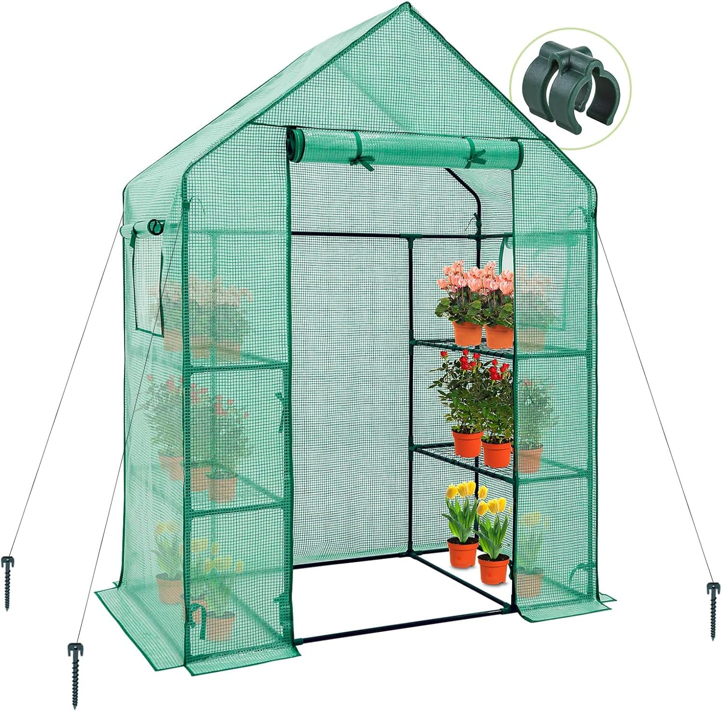 EAGLE PEAK Portable Greenhouse: 3-Tier Wire Shelves