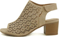Womens Geometric Laser Cut Peep Toe Ankle Bootie - Low Heel