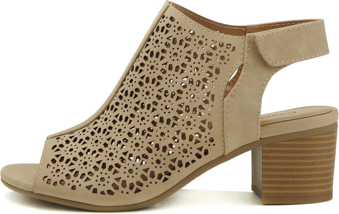 CITYCLASSIFIED Womens Peep Toe Laser Cut Caged Ankle Bootie