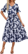 Floral Midi Tiered Casual Dress - Flowy Summer Sundress