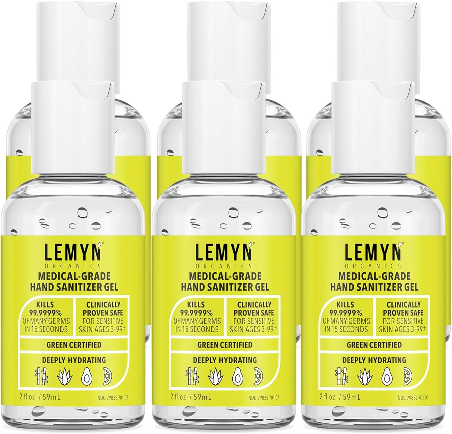 Medical Grade Hand Sanitizer Gel - 97% Organic - 2 FL.OZ. Pack